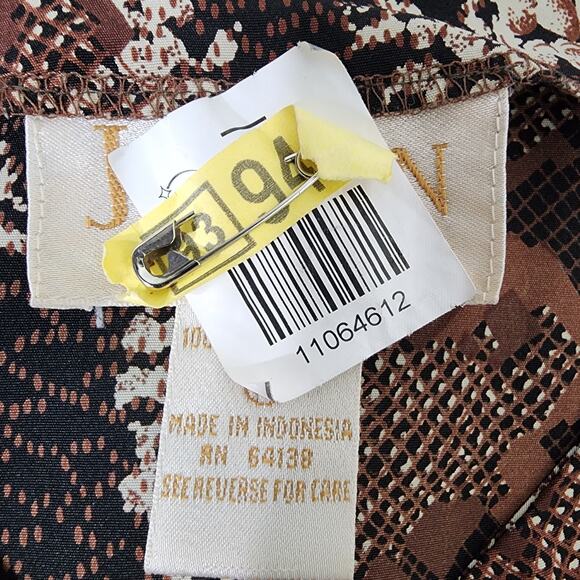 Vtg Jordan Womens Shirt Size 14 Button Brown Snake Skin Print Long Sleeve Retro - Picture 9 of 12